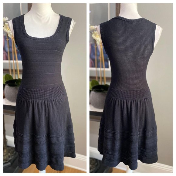 Sandro Dresses & Skirts - Sandro Textured Knit Fit & Flare Dress Black MED